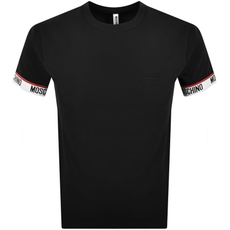 Tシャツ・カットソー Moschino SS24 POPLIN SHIRT (02200430_0001) Moschino T Shirt Men Black Logo Sleeves ES22MO14 A1916 8101